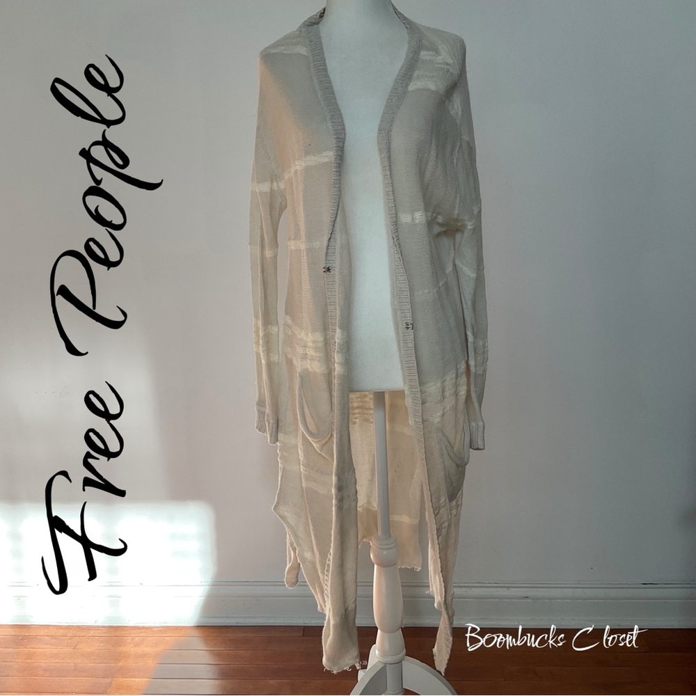 Free People Cream Long Cardigan / Swim Coverup